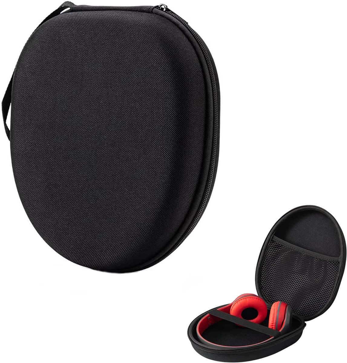 Koptelefoon case - 21 x 19 x 6 cm - Over-ear hoofdtelefoontas - Harde beschermhoes - On-ear/Over-ear case - Headset - Koptelefoon hoesje - Universele - Beschermhoes - Draagtas - Waterbestendig - Stootvast - Oortjes opberg hoesje - Zwart — afbeelding 1