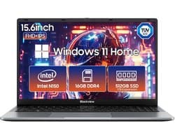 Blackview AceBook 6 Laptop - 15,6 inch Full HD - 16 GB RAM - 512 GB SSD Intel N150 - Windows 11 Notebook - UHD Graphics - Grijs