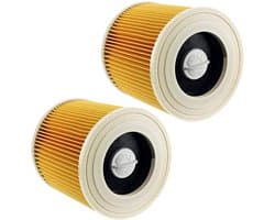 Patroonfilter - 2 Stuk - nat- en droogfilter - Geschikt voor Karcher WD3/NT18/20/38/1- Geschikt voor voor HEPA-filter WD2/MV2/3 stofzuiger filter katoen - geel