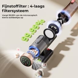 Proscenic P11 Ultra - Steelstofzuiger Draadloos - 550W - 55Kpa - Draadloze Stofzuiger - Ultralicht - 1,2 L Stofbak - 55 minuten - Snoerloze Stofzuiger — thumbnail 5
