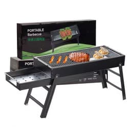 Opvouwbare Houtskool Barbecue – Draagbare Rechthoekige BBQ Grill – Voor Camping, Tuin, Picknick of Terras – Ultralicht Metaal – Zwart – 60x22x32 cm — thumbnail 1