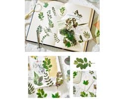 40 stickers - Groene Bladeren Stickers - Vintage Planten - Voor Bullet Journal, Planners, Scrapbooking, Laptop - Cadeau onder €10, Sinterklaas, Kerst & Schoencadeau