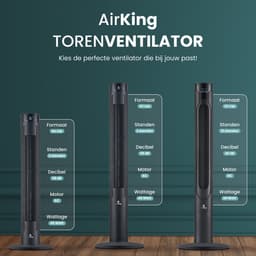 AirKing Torenventilator 117cm extra stille DC motor 12 standen met afstandsbediening - Ventilator staand met Dimbaar LED scherm Zwart AKTN117BK-DC — thumbnail 5