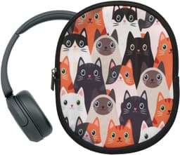 kwmobile hoes geschikt voor Sony WH-CH520 / WH-CH510 / MDR-ZX110 - 21,5 x 16 cm - Beschermhoes voor headset in Katten design - Van neopreen - Met print — thumbnail 5