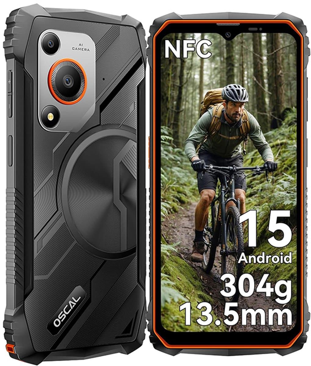 OSCAL MARINE 1 Robuuste Smartphone - 12GB RAM - 128GB ROM - 5100mAh - 6.56 Inch - IP68 Waterdicht - Dual SIM - Android 15 - NFC - Oranje — afbeelding 1