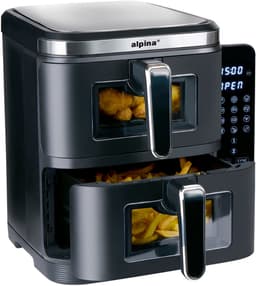 alpina Dubbele Airfryer XXL - 2 x 5.5L Manden - Heteluchtfriteuse 11 Liter - 12 Programma's - 2800 W - Zwart — thumbnail 3