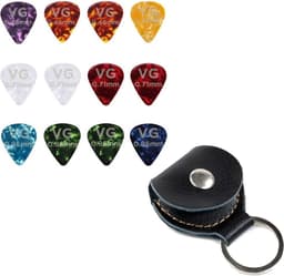 VG plectrumhouder | sleutelhanger | inclusief 12x plectrum | zwart — thumbnail 1