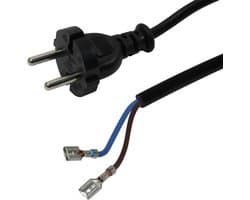 stofzuigersnoer 2x0.75mm 6,0m zwart korte stekker