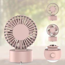 Northwall Mini USB Ventilator - Tafelventilator Roze - Stille Mini Fan - Retro Bureau Ventilator - Klein, Stil en Geruisloos - Dual Motoren - Kantelbaar - 2 Snelheden — thumbnail 5
