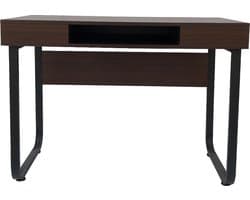 Bureau computer tafel Stoer - laptop buro - industrieel vintage - zwart metaal bruin hout