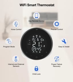 TechU™ Slimme Thermostaat Cozy – Wit – Alleen voor Gas Boiler – App & Wifi – Alexa Amazon, Google Assistant, Smart Life & Tuya – Kinderslot — thumbnail 3