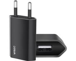 WiseQ USB Stekker - Adapter USB A 5W/1A - Geschikt voor iPhone & Samsung - Zwart
