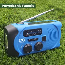 Noodradio - Solar - Opwindbaar - Blauw - Powerbank Zonne-energie - Zaklamp - Opwindbare Radio - Noodpakket — thumbnail 5