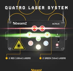 Laser lichteffect - BeamZ Acrux party laser met 4 lasers (rood / groen) en gekleurde LED's — thumbnail 4