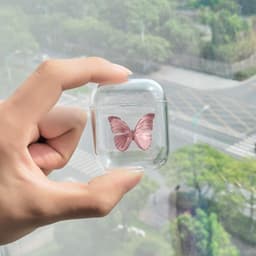 Shieldcase Butterfly Kisses Case - beschermhoes geschikt voor Airpods 2 case - hoesje met vlinder print - transparant/roze — thumbnail 2