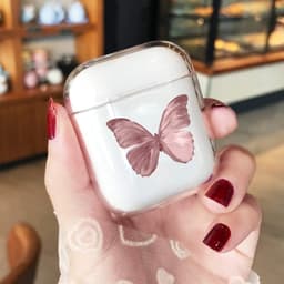 Shieldcase Butterfly Kisses Case - beschermhoes geschikt voor Airpods 2 case - hoesje met vlinder print - transparant/roze — thumbnail 5