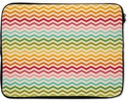 Laptophoes 17 inch - Patroon - Regenboog - Retro - Laptop sleeve - Binnenmaat 41x28 cm - Zwarte achterkant