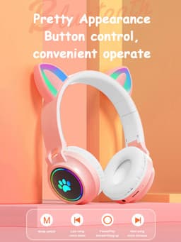 Kinder Koptelefoon-Draadloze Hoofdtelefoon-Bluetooth Koptelefoon Kinderen Met Kattenoortjes-Kinder Hoofdtelefoon Over Ear — thumbnail 2