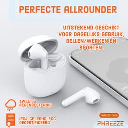 Phreeze Draadloze Oordopjes - Bluetooth Oordoppen - True Wireless EarBuds - Draadloos - 2e Generatie - Wit — thumbnail 5