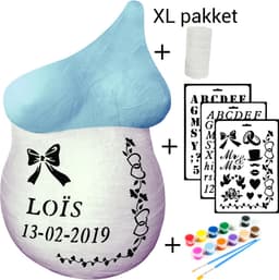 Gipsbuik XL Pakket – Met 3 Sjablonen en 12 Kleuren Verf – 5 Rollen Extra Groot en Sterk Gipsverband – Niet Toxisch- Baby Buik Zwanger — thumbnail 4