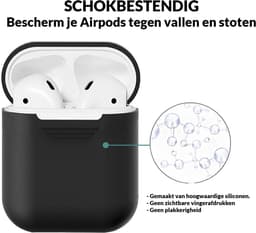 AirPods Hoesje voor Apple AirPods 1 & 2 – Zwart - Siliconen Beschermende Case — thumbnail 5