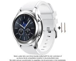 Wit Siliconen Bandje geschikt voor 22mm smartwatches van verschillende grote merken (zie lijst met compatibele modellen in producttekst) - Maat: zie maatfoto – 22 mm white rubber smartwatch strap