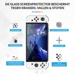 YONO Screenprotector geschikt voor Nintendo Switch OLED - Gehard Glas - Krasbestendig - Anti Vingerafdruk - Accessoires - 2 Stuks — thumbnail 4
