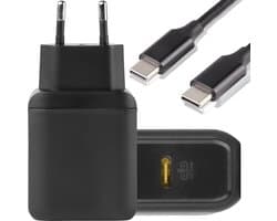 25W Power Adapter met 60W USB C to USBC Gevlochten Opladerkabel 2 Meter - USB-C Power Delivery 3.0 en PPS Super Fast Charging - Universele USB C Adapter