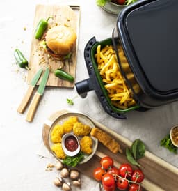 Just Vegan, Arifryer - zwart -  200°C - Hetelucht friteuse - Plantaardige antiaanbaklaag - Duurzaam en vetvrij frituren — thumbnail 2