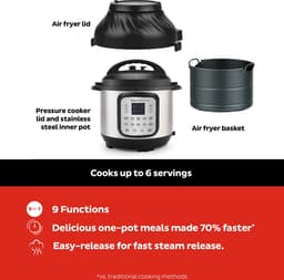 Instant Pot Duo Crisp 11-in-1 Multicooker met Airfryer 5,7L- Snel onder druk koken,Slow cooking, Sauteren, Stomen, Sous vide, Warmhouden, Snel frituren, Braden, Bakken, Roosteren, Drogen — thumbnail 2
