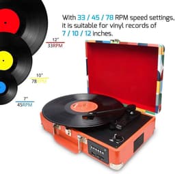 DIGITNOW! Bluetooth Vinyl/LP platenspeler met stijlvolle koffer-platenspeler, multifunctionele FM-radio, USB naar MP3-recorder/spele — thumbnail 3