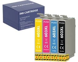 Inktcartridge geschikt voor Epson 603XL Compatibel WorkForce WF-2810 WF2820 WF2830 WF-2835 WF-2840 WF-2845 WF-2850 WF-2870 Expression Home XP-2100 XP-2150 XP-2155 XP-3100 XP-3150 XP-4100 XP-4105 XP-4150 XP-4155 Pakket 1 Zwart 1 Cyaan 1 Magenta 1 Geel
