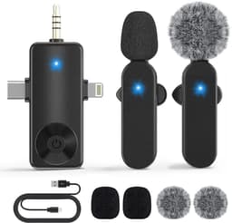 Strolox® Draadloze Microfoon - 2 Stuks - Lavalier - Windshields - Dasspeld - Lange Batterij - USB-C/Lightning - Plug & Play — thumbnail 1