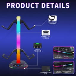 Accessoire opbergrek - Controllerhouder - Koptelefoonstandaard - Meerdere RGB-verlichtingsmodi - Antislipontwerp - Gamecontrollerstandaard Geschikt voor Xbox, PS5, PS4, Nintendo Switch — thumbnail 3