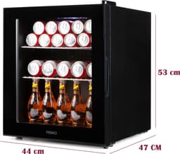 PRIMO PR178BC Drankkoelkast - Minibar - Mini Koelkast - Glazen deur - 46L - D - Zwart — thumbnail 9