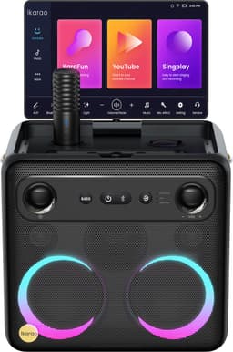 Ikarao Karaoke set voor Volwassenen - Break X2 - 2 Draadloze Microfoons - 600W - Gratis Karaoke App 6 maanden - HD scherm - Zwart — thumbnail 1