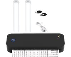 NovaWare® Thermische Printer A4 - Sticker Printer - Pocket Printer - Mini Printer voor Mobiel / Laptop / tablet - Verzendlabel - Barcode - Tattoo - Portable Printer - Shipping Label - Zwart