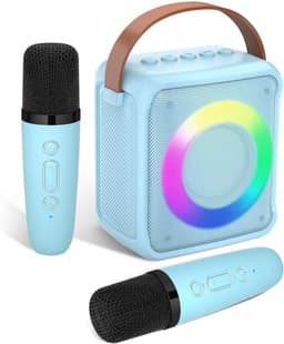 Sounix Draagbare Karaoke set - Incl. 2 draadloze karaoke microfoons - Bluetooth Speaker - Voor Volwassenen en Kinderen - Blauw — thumbnail 1