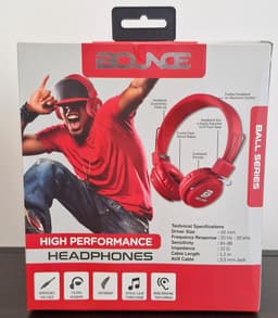 Bounce Ball Series – Bedrade On-ear koptelefoon - Rood - Bekabelde Opvouwbare Koptelefoon- 3,5mm audiokabel - Kabellengte: 1.20 m — thumbnail 2