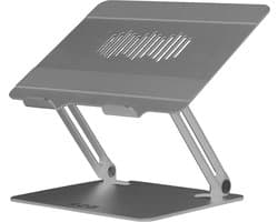 R2B Laptop standaard Verstelbaar en Opvouwbaar - 10 t/m 17 inch - Laptopstandaard - Laptop Stand - Laptopverhoger - Tablet Standaard - Laptoptafel - Zilver - Model Den Bosch