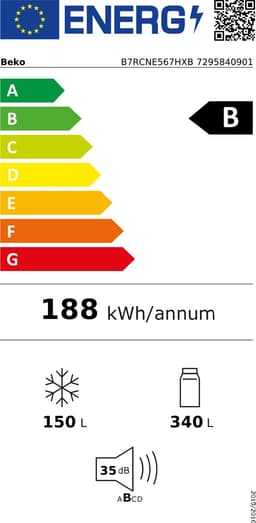 Beko B7RCNE567HXB - HarvestFresh - Koelvriescombinatie - 490 liter- Xtra breed — thumbnail 3