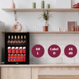 PRIMO PR179BC Drankkoelkast - Minibar - Mini Koelkast - Glazen deur - Vrijstaand - 60L - D - Zwart — thumbnail 5