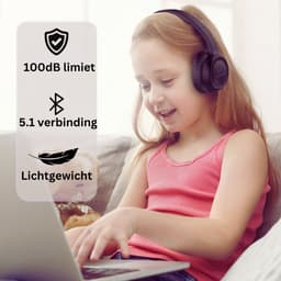 ATouch Kinderkoptelefoon Lite-V – Volumebegrenzing - Koptelefoon kinderen – Microfoon – Bluetooth koptelefoon – Duurzaam – Zwart — thumbnail 2