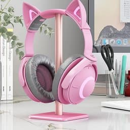 Headset Stand - standaard voor koptelefoon - Headset Houder - Koptelefoon standaard - Koptelefoon Houder - Hoofdtelefoon Houder - roze - metaal - 100*100*245mm — thumbnail 2
