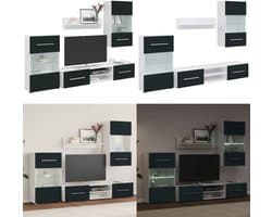 vidaXL 5-delige Tv-meubels met LED-verlichting bewerkt hout matindigo - Tv-meubel Met Opbergruimte - Tv-meubel Met Opbergruimte -Tv-meubel - Televisie-eenheid