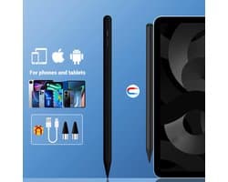 2-in-1 Active Stylus Pen – Touchscreen Pen – Stylus Pen Tablet – Pencil – Voor Tablet, Smartphone en iPad - Universele Actieve Stylus Pen met USB-C Poort - Palmrejectie - Magnetisch - Geschikt Voor o.a. Tekenen - Pencil- Teken pen - Zwart