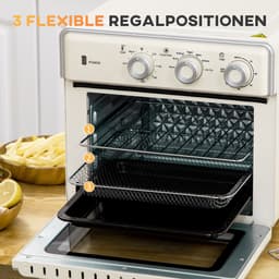 ZYLARO Airfryer oven - Vrijstaande Elektrische Oven - AirFryer, Bakken, Grillen en meer - 20 Liter - 1400 Watt - Vintage crème wit — thumbnail 3