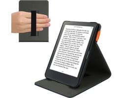 kwmobile e-reader hoesje geschikt voor Kobo Clara HD hoes - E reader flip case van kunstleer - Ereader cover met handgrip en stand - In donkerblauw