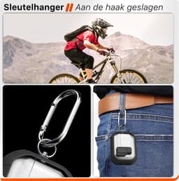 Schokbestendig Hoesje - Geschikt voor Apple AirPods 4 - Hardcase Met Sleutelhanger - Transparant & Wit — thumbnail 2