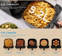 Mylucinda® Airfryer XL – 5,2L Heteluchtfriteuse – 7 Slimme Kookstanden – Met Raampje, One-Touch Systeem En Energiezuinig Design — thumbnail 3